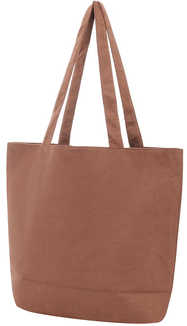 Q-K2.1 BAG1022-002-1 PU Shopper Suede Look 43x33x12.5cm Brown