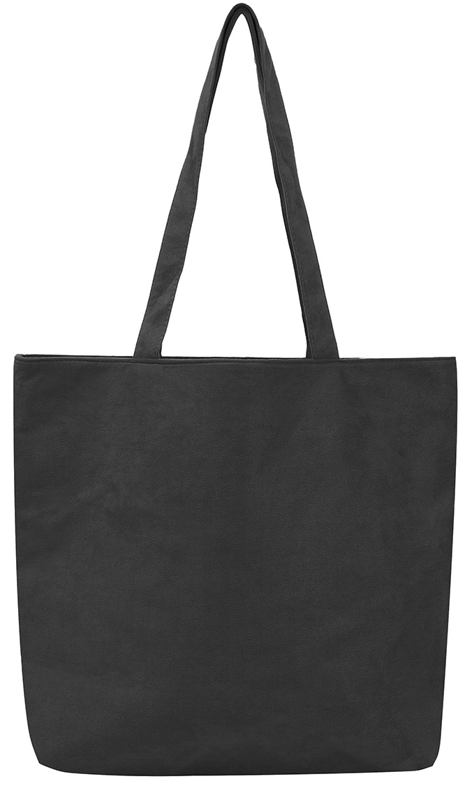 Q-P6.2 BAG1022-002-3 PU Shopper Suede Look 43x33x12.5cm Black
