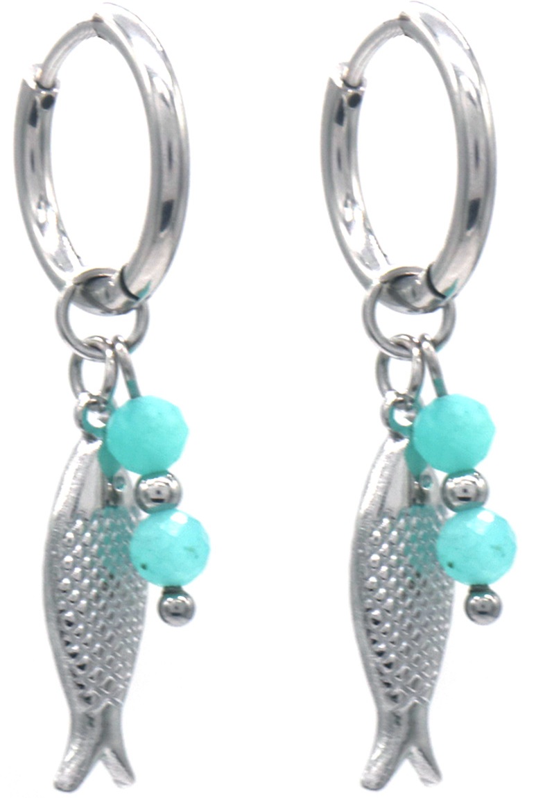 F-F18.5 E2567-047S S. Steel Earrings Fish 3.5x1.5cm