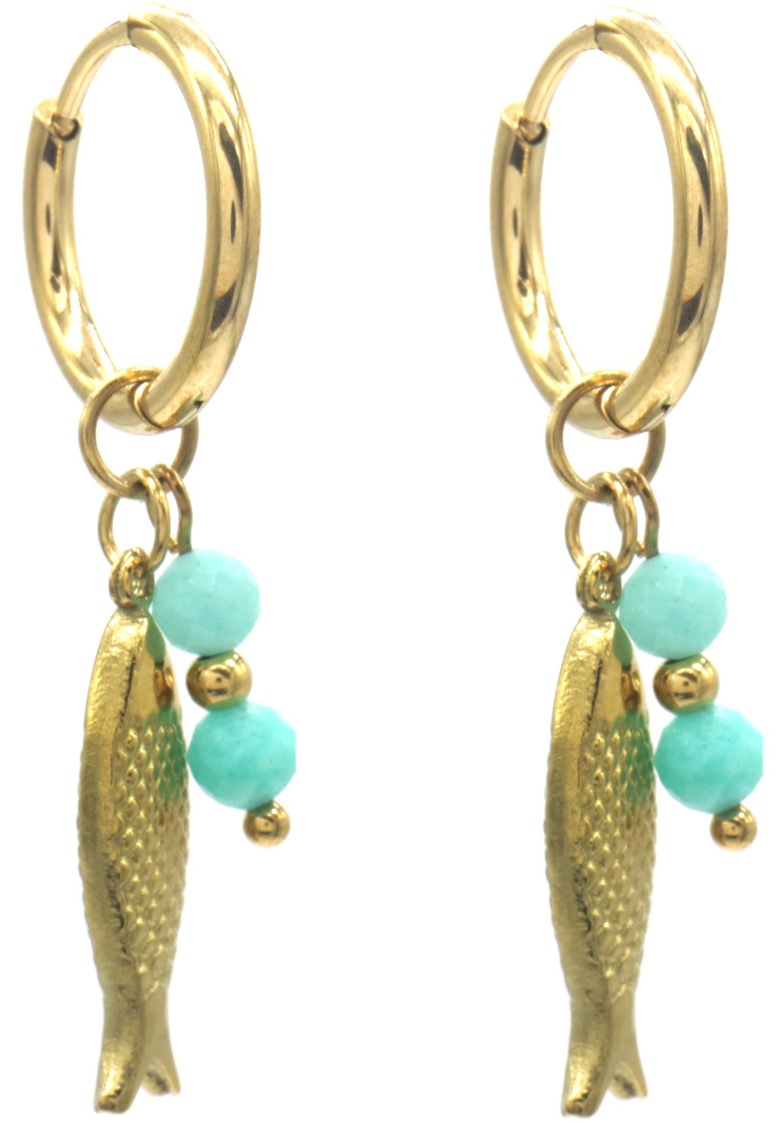 F-E6.5 E2567-047G S. Steel Earrings Fish 3.5x1.5cm