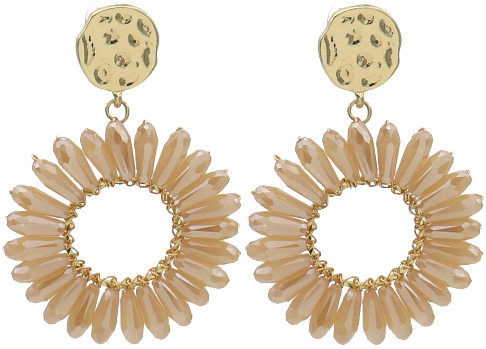 G-C5.1 E2591-140-4 Fashion Earrings Glassbeads 5.5x4cm Brown