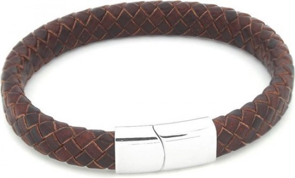 J-A8.1 B105-002 S. Steel with 8mm Leather Bracelet Brown 19cm J-A8.1 B105-002 S. Steel with 8mm Leather Bracelet Brown 19cm