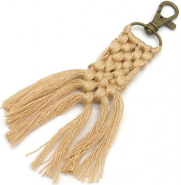 S-B6.2 KY042-030 Keychain Woven Rope 11cm Brown