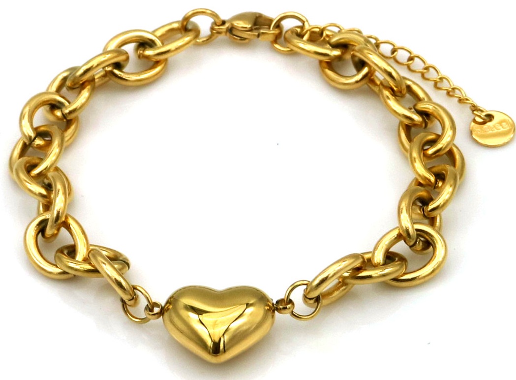 F-F21.3 B2616-010G S. Steel Bracelet Heart 16-21cm