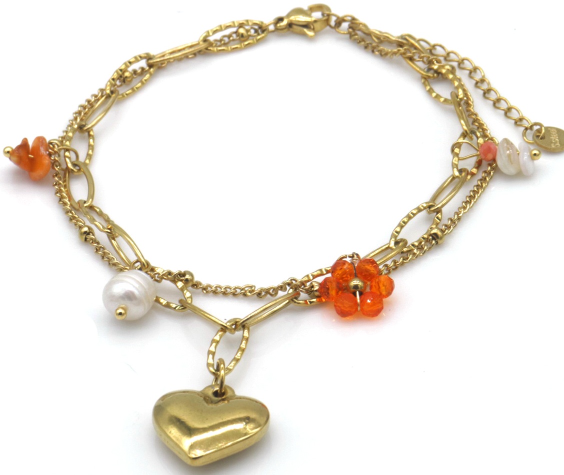 F-A24.2 ANK1036-002G S. Steel Anklet Heart