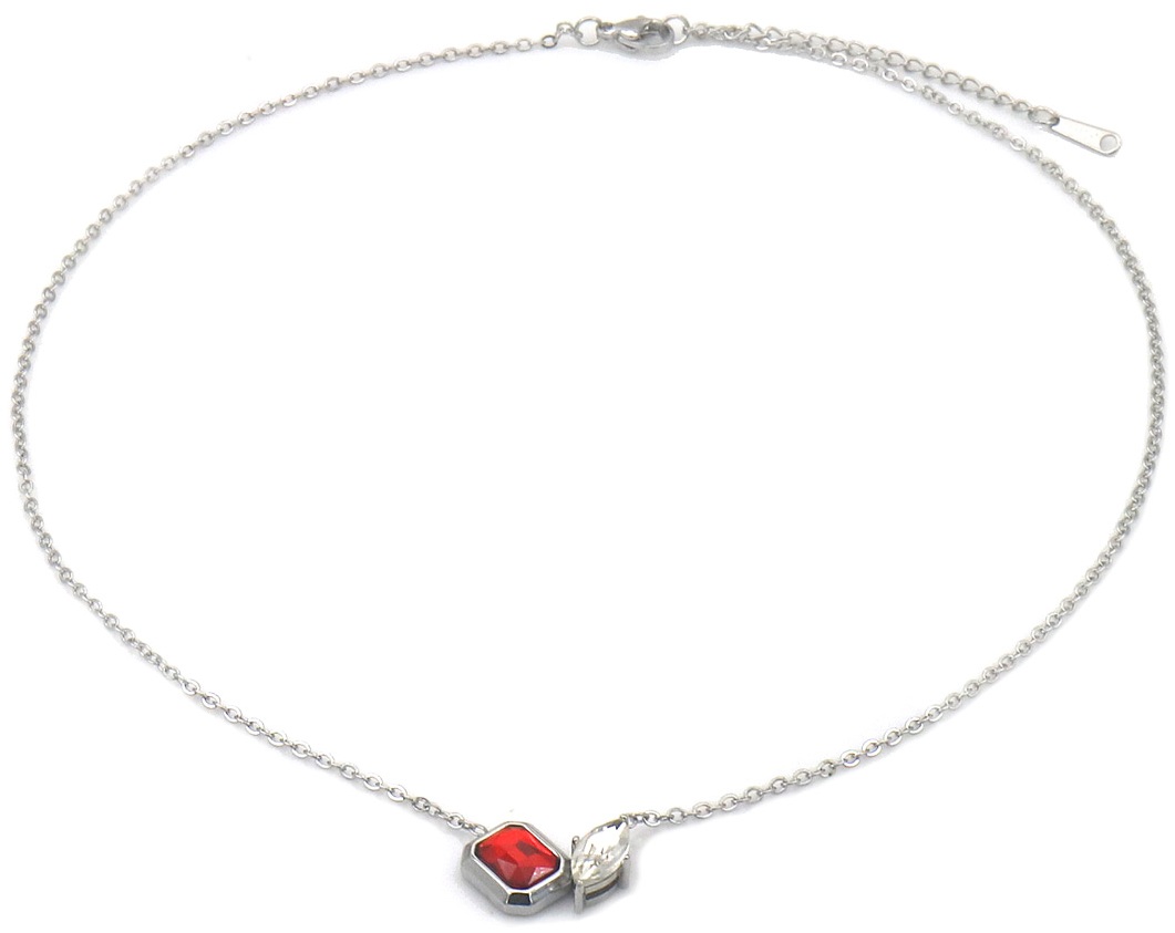 B-F2.3 N25106-045S S. Steel Necklace Crystals 40-45cm