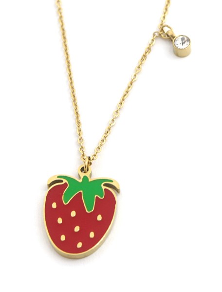 C-E22.2 N038-003G S. Steel Kids Necklace 20mm Strawberry 35-