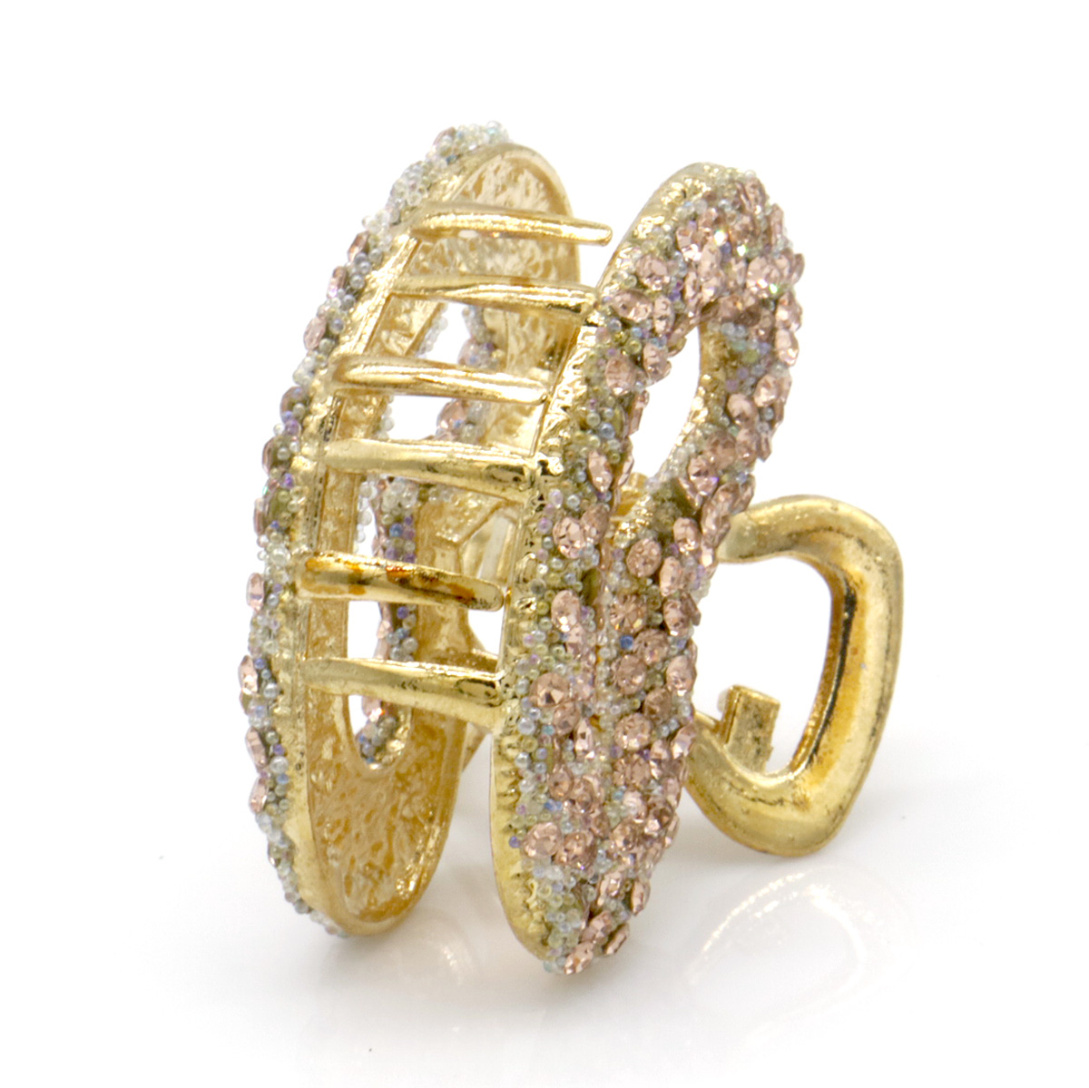 H-B11.1  H1039-017G Hair Claw Crystals Heart Champagne 4.5cm