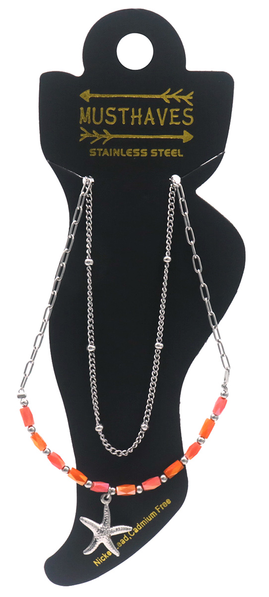 F-F17.3 ANK1036-006S S. Steel Anklet Starfish