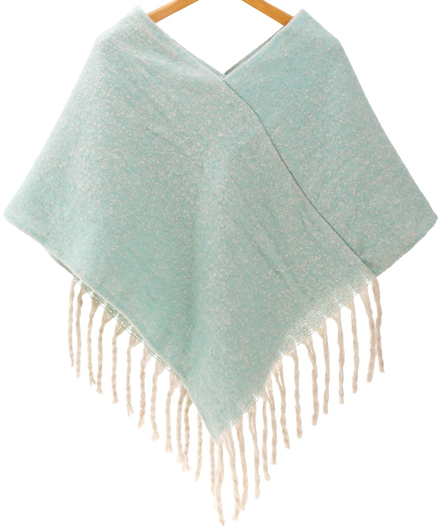 Q-H2.1 SCARF2588-011-2 Woven Winter Poncho Blue Q-H2.1 SCARF2588-011-2 Woven Winter Poncho Blue