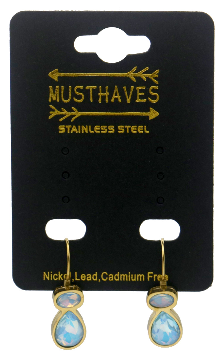 H-D20.1  E25106-042G-4 S. Steel Earrings Crystals 2.5cm Blue