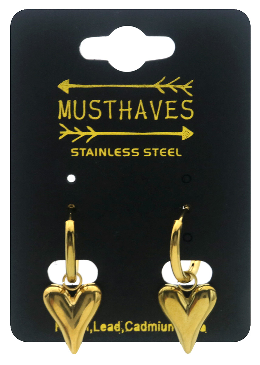 E-D17.3 E087-067G S. Steel Earrings Heart 3cm