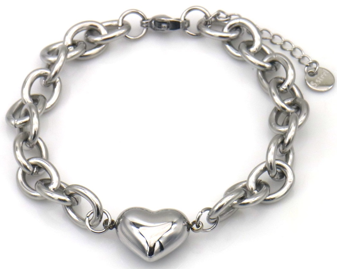 E-A5.3 B2616-010S S. Steel Bracelet Heart 16-21cm