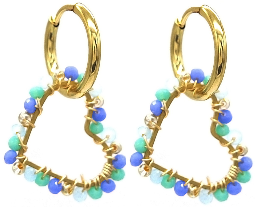 H-B17.2 E221-495 No.4 S. Steel Earrings Glassbeads 3cm Heart
