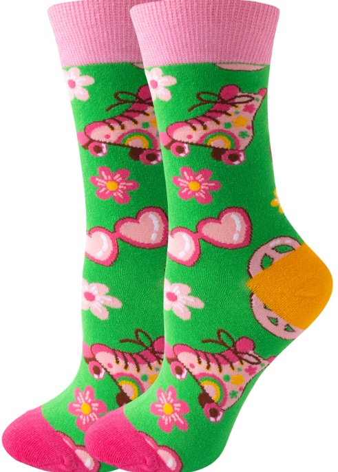 S-J5.1 SOCKS2512-012 Pair of Socks Size 36-43 Rollerskates-Flowers