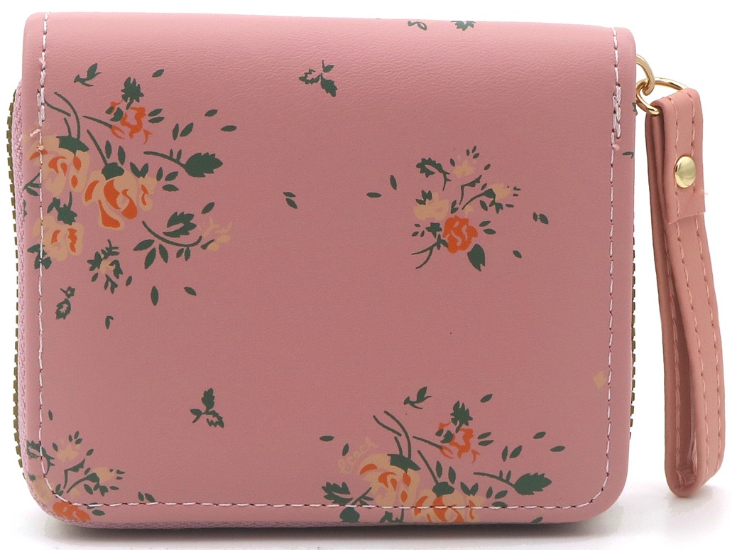 X-L6.2  WA1121-001-4 PU Wallet Flowers 11x9x2.5cm Pink