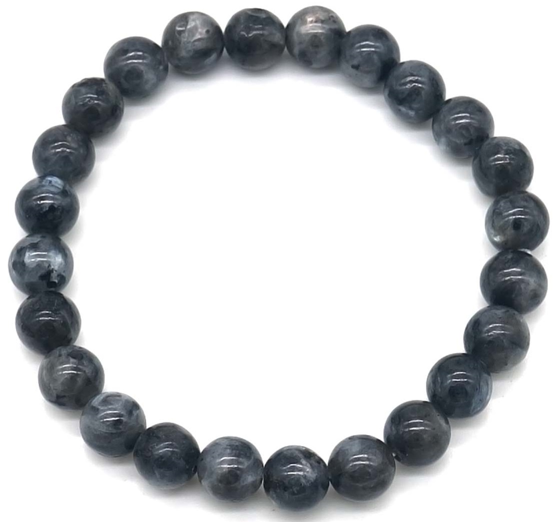 H-C15.2  B001-061 Stone Bracelet 8mm -Black Flashing Stone - 19cm