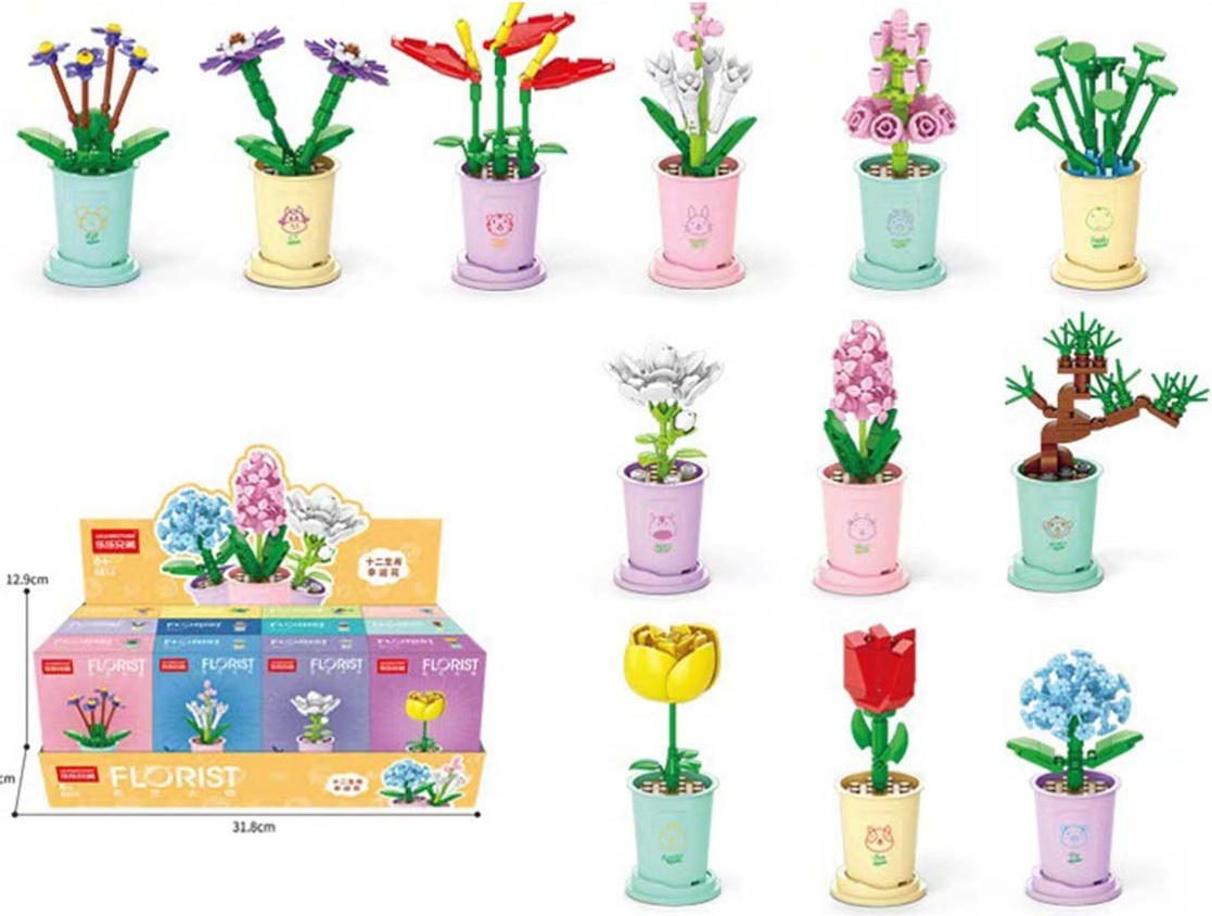 Z-E1.4 TOY8814 Building Block Set Flowers - 12pcs