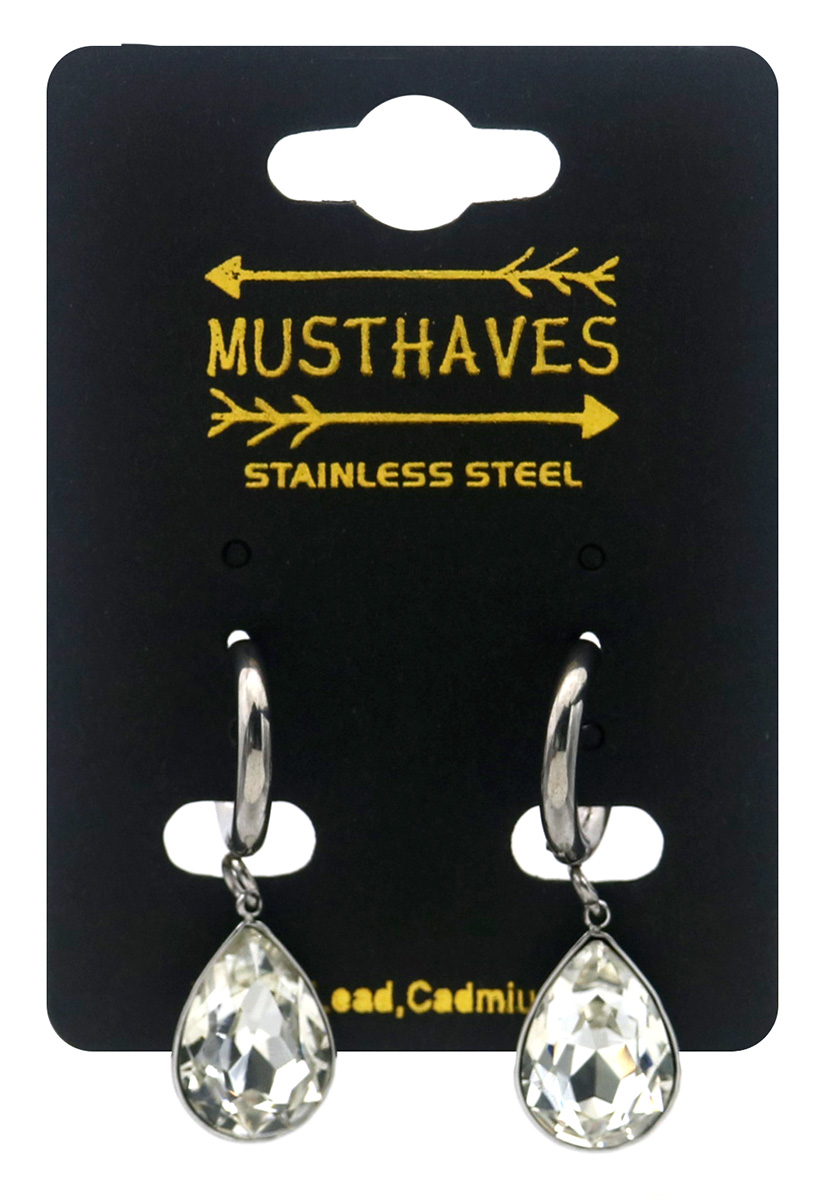 D-D5.5 E1134-002S S. Steel Earrings Crystal 3.5cm