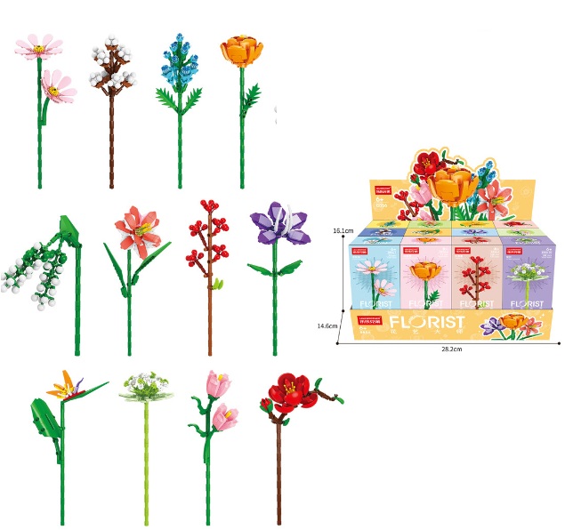 Z-C6.2 TOY8856 Building Block Set Flowers - 12pcs