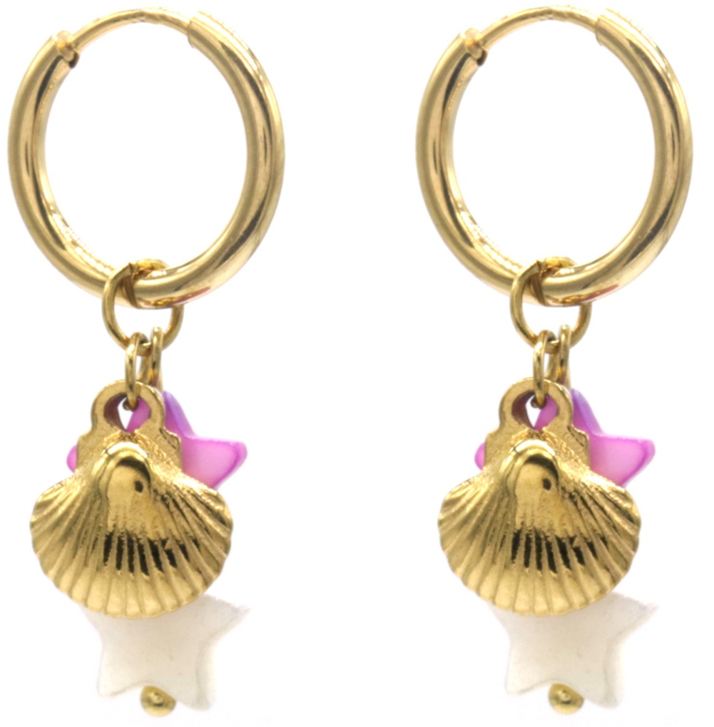 C-C5.4 E2567-049G S. Steel Earrings Shell 3x1.5cm