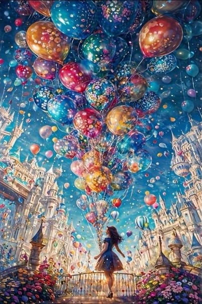 K-C3.2 DP2545102 Diamond Painting -Canvas 50x40cm - Painting 45x35cm Balloons