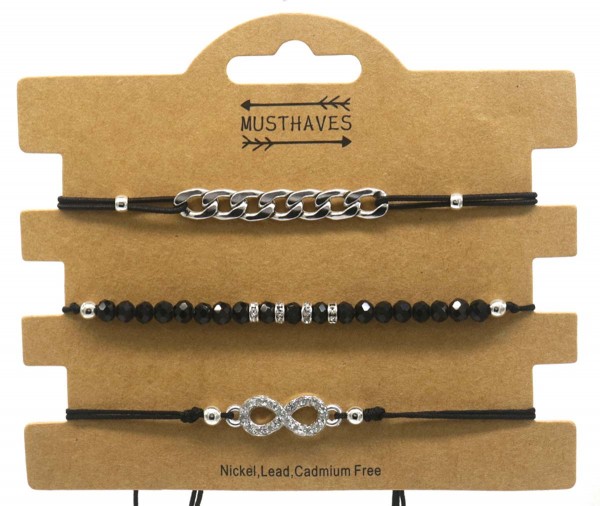 D-B23.2 B723-001 Bracelet Set 3pcs Black