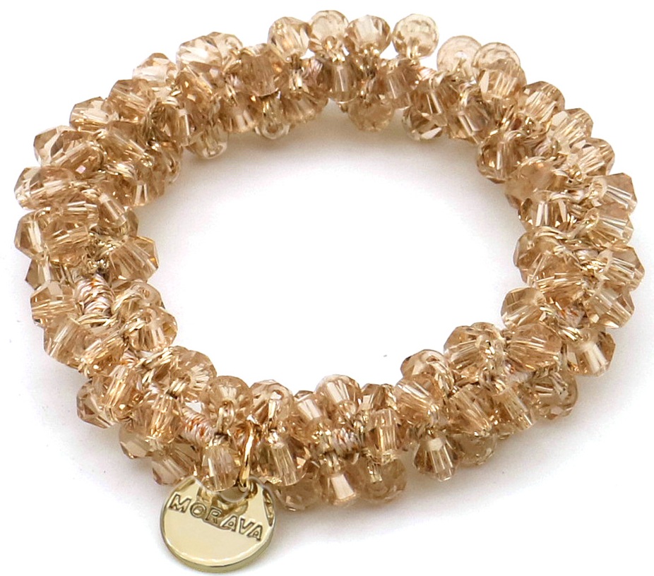 I-D5.2 H1128-001-1 Hair Elastic Glass Beads Brown