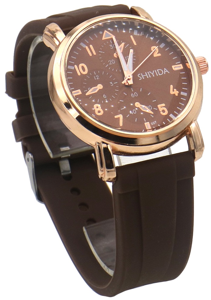 A-D20.3 W002-013-3 Quartz Watch Rubber Strap Brown