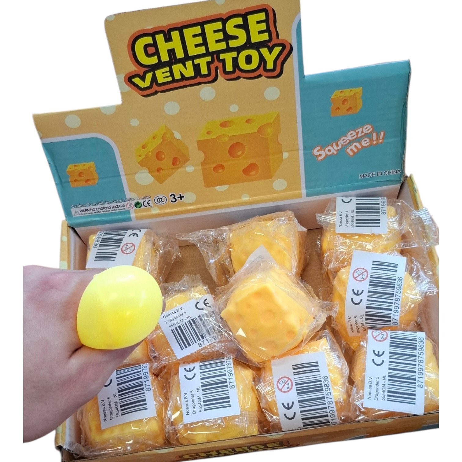 Z-C5.1 Squishy Cheese Cube 4.5cm - 12pcs