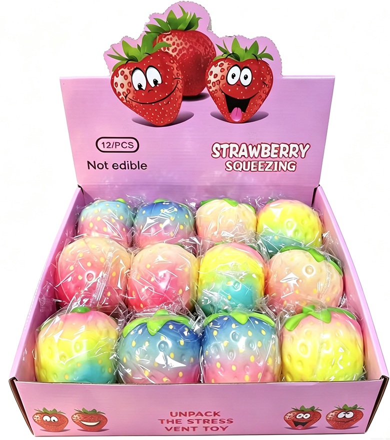 Z-D3.5 TOY2619-109 Slow Rising Squishy Strawberry 10cm Rainbow - 12pcs