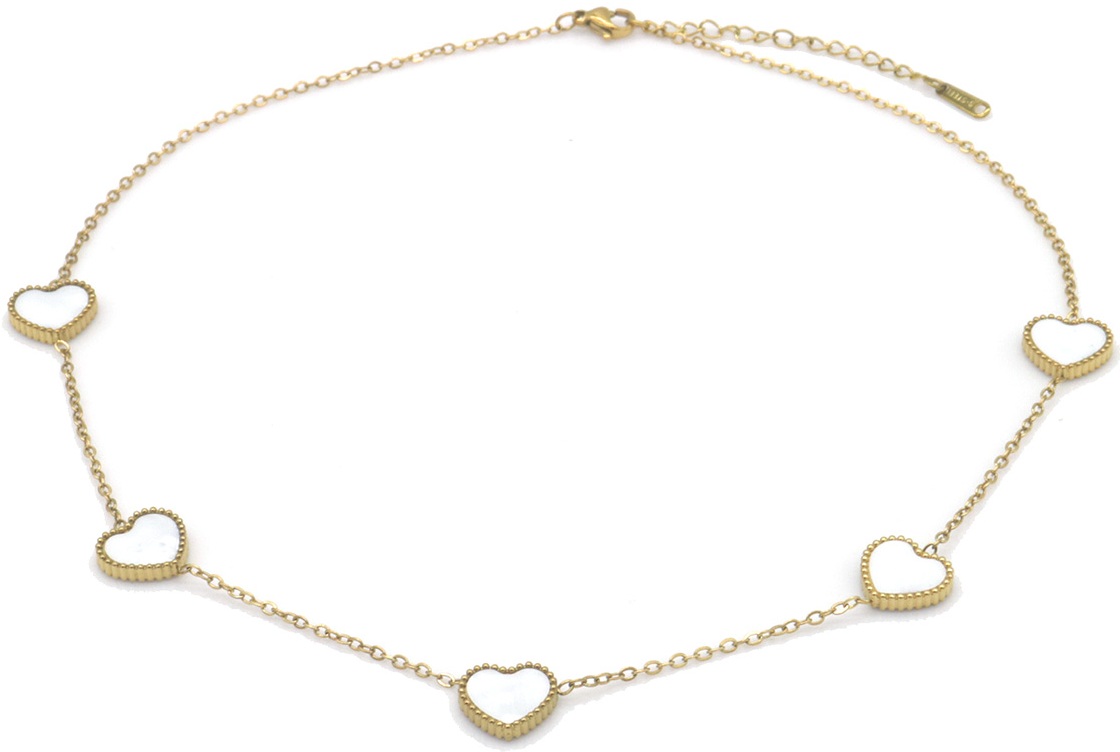 I-B10.2 N1033-008G S. Steel Necklace Hearts MOP 40-45cm