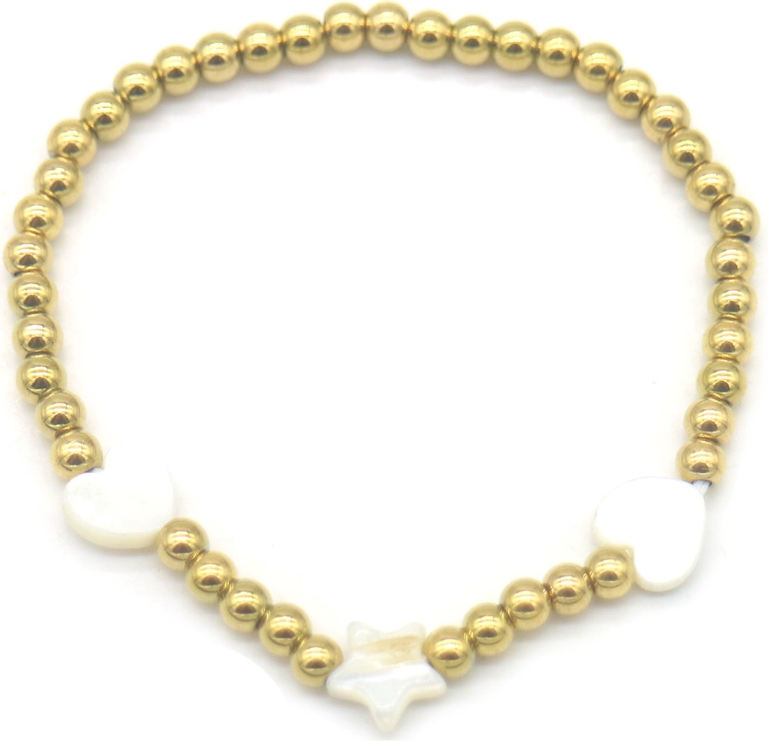 E-E15.1 B100-003-3 S. Steel Bracelet Hearts Star