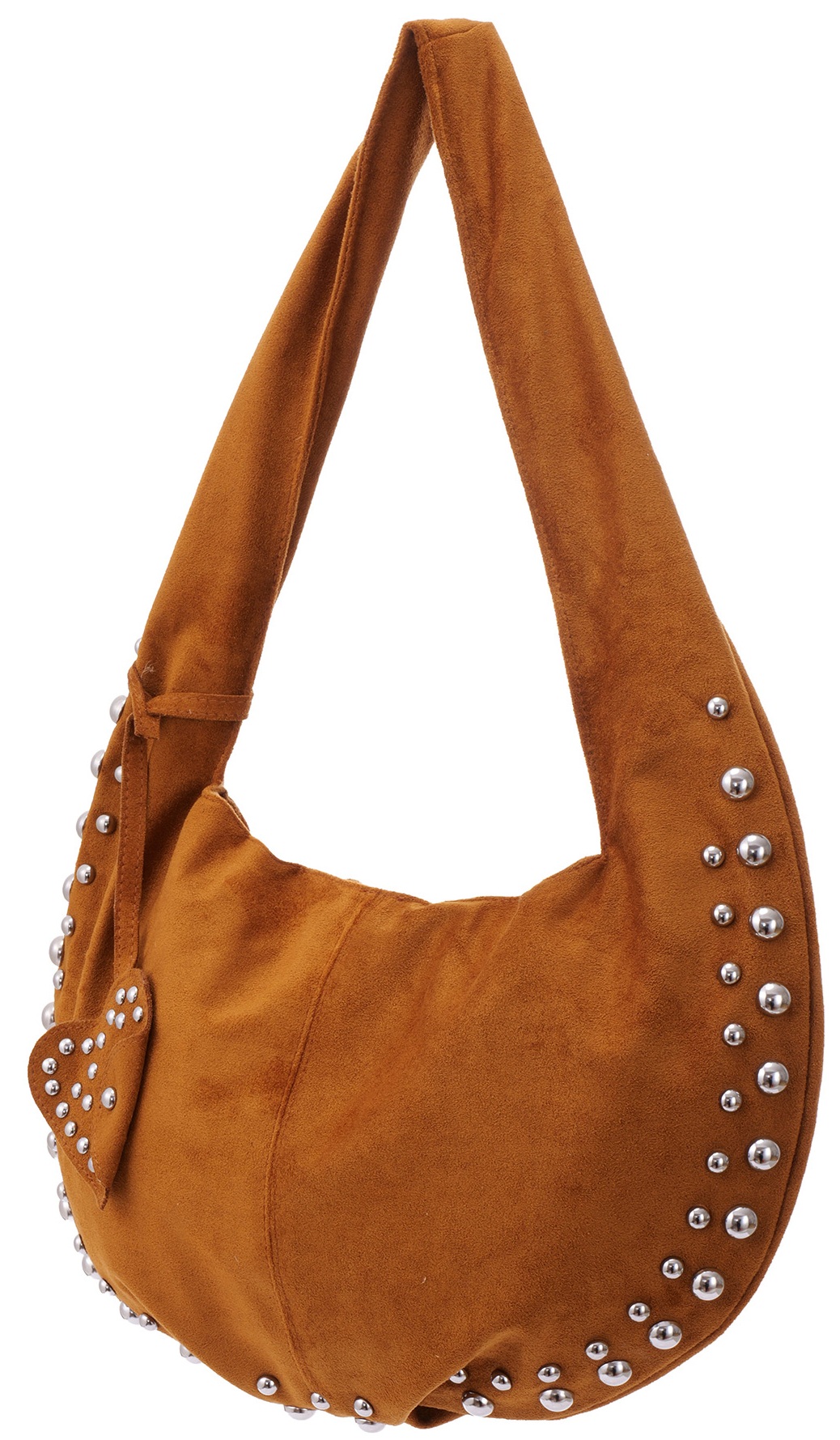T-G2.1 BAG1117-006-2 PU Bag Suede Look with Studs 36x22cm Brown