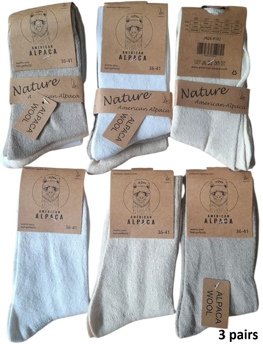 Y-F5.3 JN26-8102 Woolen Socks Size 36-41 Mixed Colors  - 3-Pack