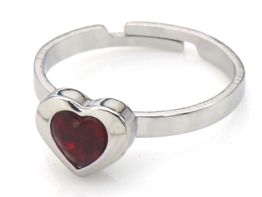 D-A6.1 R1141-004S-2 S. Steel Ring Cyrstal Heart Adjustable