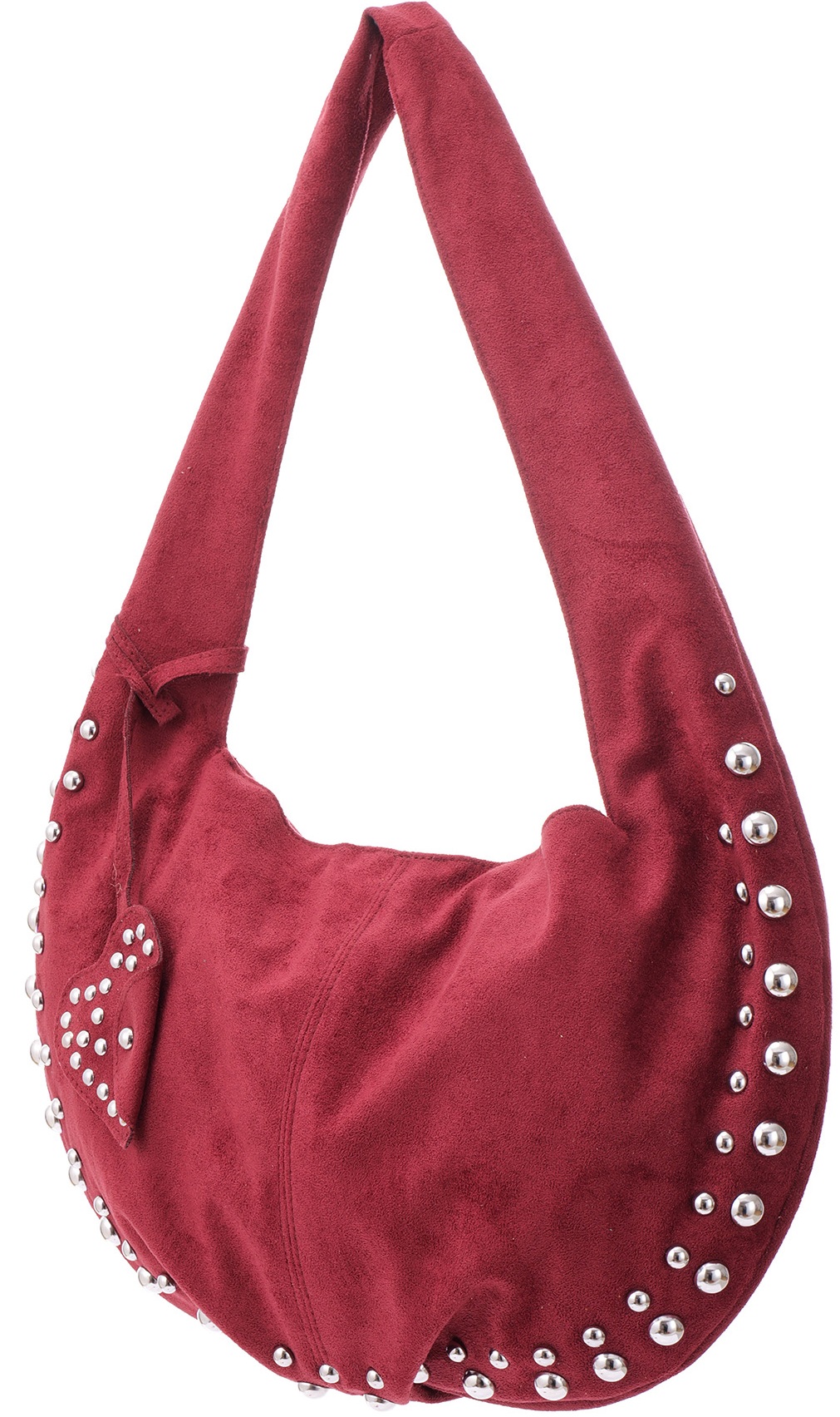 T-I8.1 BAG1117-006-6 PU Bag Suede Look with Studs 36x22cm Red