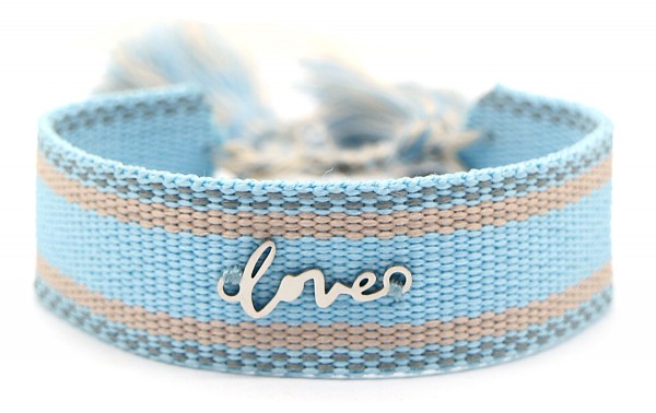 E-F8.3 B220-061 Knitted S. Steel Bracelet LOVE Blue-Silver