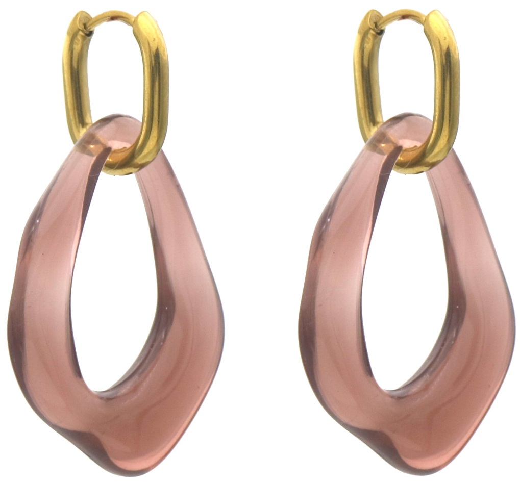 D-E20.1 E25106-037G-4 S. Steel Earring Acrylic Charm 4.5x2.5cm Purple