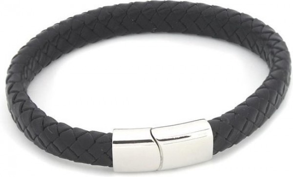 J-A9.2 B105-002 Leather Bracelet 8mm with S. Steel Lock Black 23cm J-A9.2 B105-002 Leather Bracelet 8mm with S. Steel Lock Black 23cm