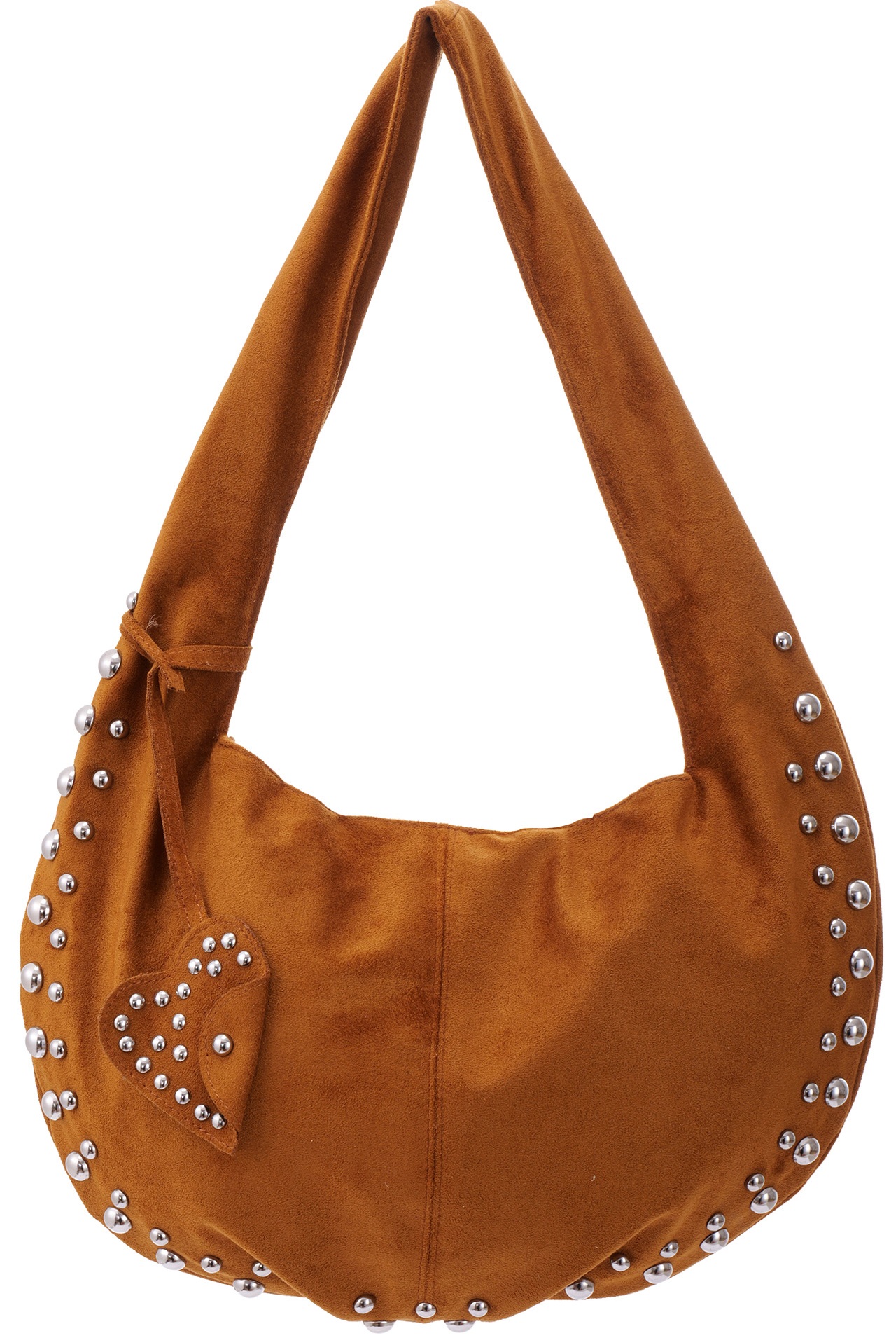 T-G2.1 BAG1117-006-2 PU Bag Suede Look with Studs 36x22cm Brown