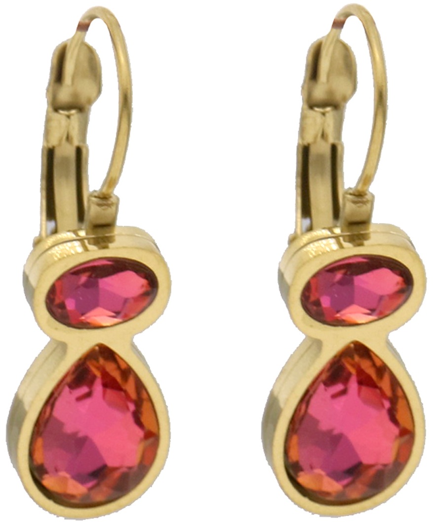 H-D18.5 E25106-042G-1 S. Steel Earrings Crystals 2.5cm Pink