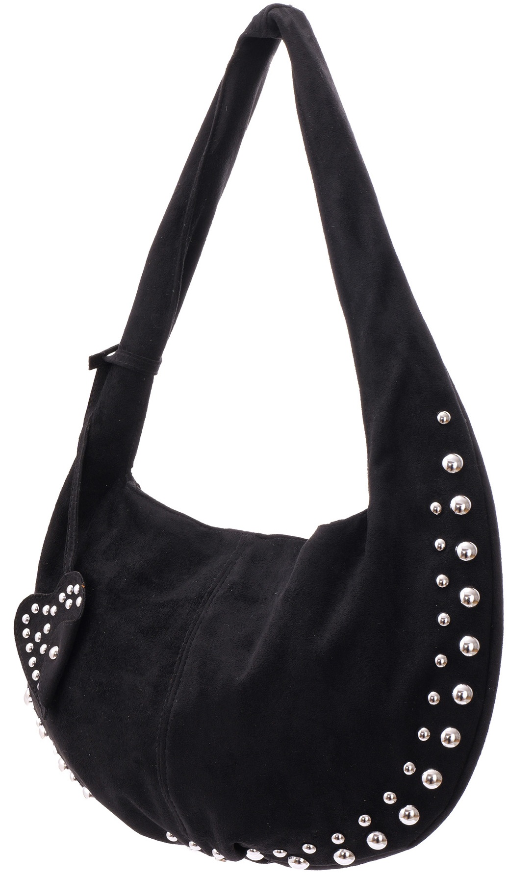 T-F3.1 BAG1117-006-1 PU Bag Suede Look with Studs 36x22cm Black