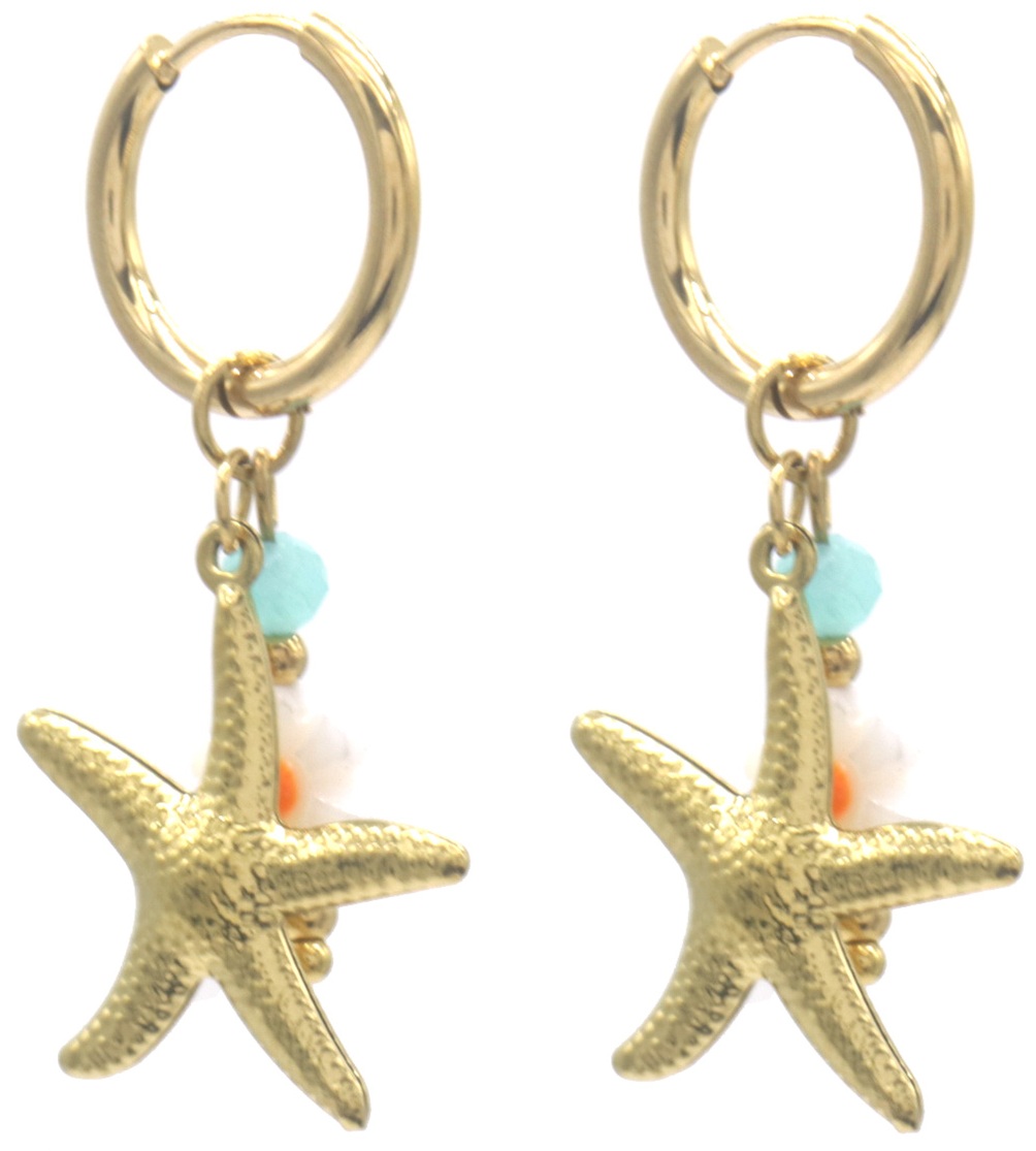 C-D17.1 E2567-055G S. Steel Earrings Starfish 3.5x1.5cm