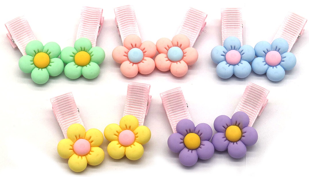 C-C23.2 H717-004 Hair Clips Set Flowers  10pcs for Kids