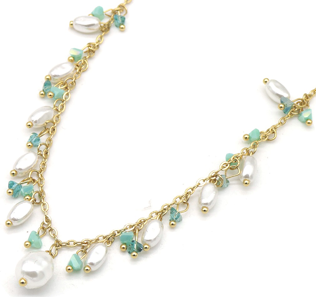 J-D5.2 N831-009G S. Steel Necklace Pearls