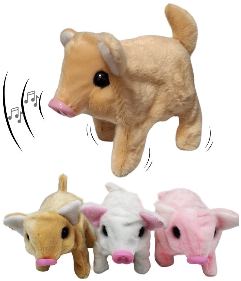 L-F7.1 TOY1149-009 Walking Pig 15cm Movement-Sound - Mixed Colors - 1pc