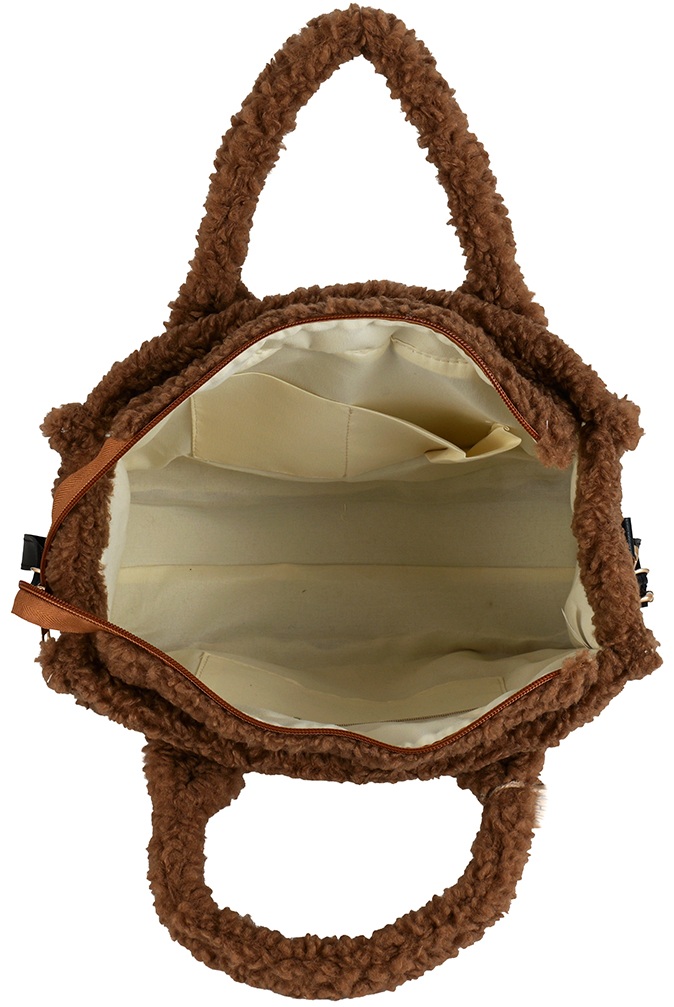 T-M8.2  BAG1021-003-2 Shopper Bag Teddy 33x26x13cm Brown