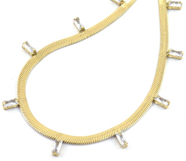 D-F16.2 N090-021G S. Steel Necklace CZ