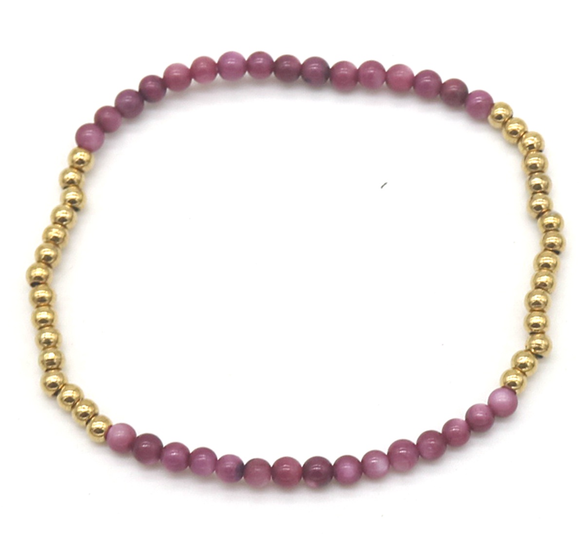 D-B18.2 B2142-005B S. Steel Elastic Bracelet Bauhinia Stone